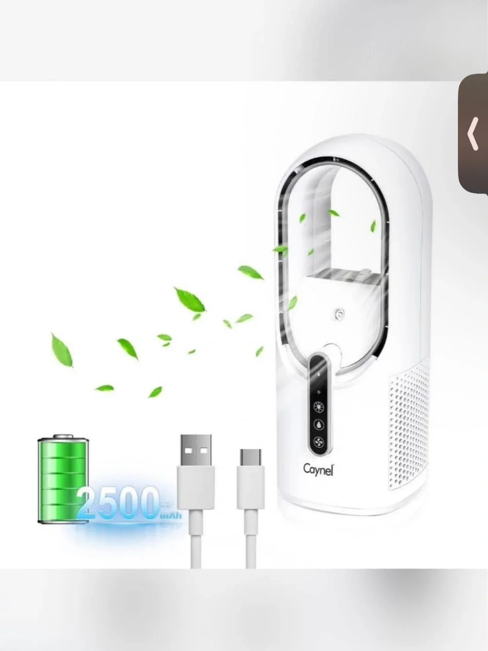 White Portable USB Air Circulator Fan  and humidifier